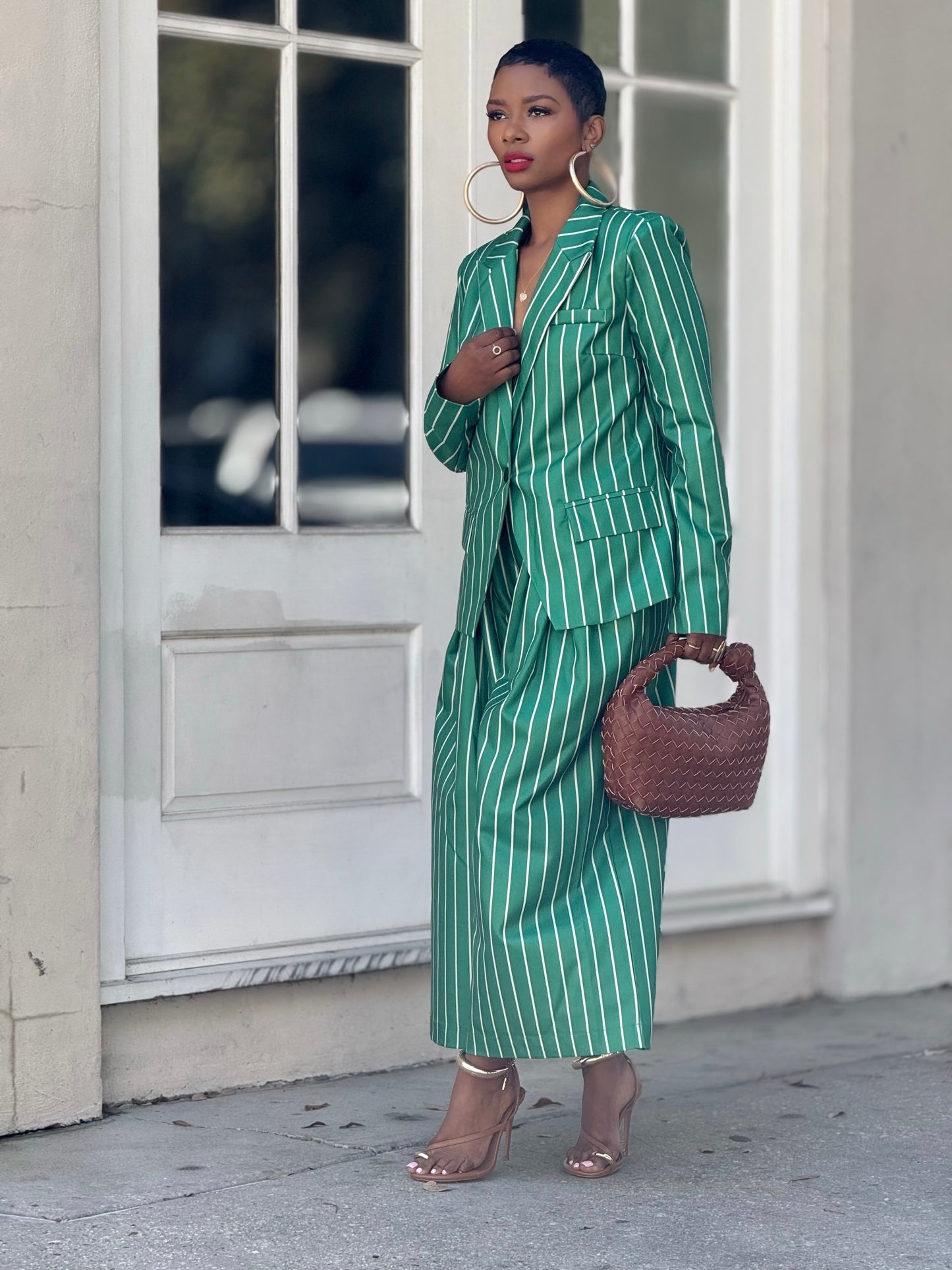 YAS EDIT Green Alari Striped Suit