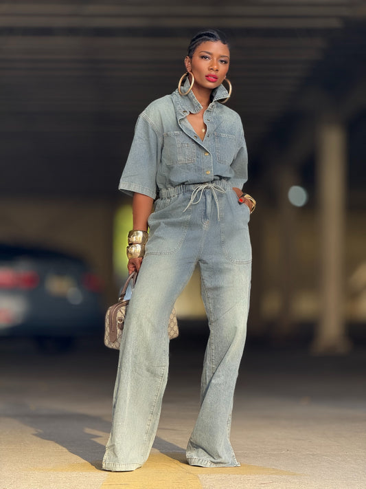 Denim NYFW Jumpsuit (Available in 3X)