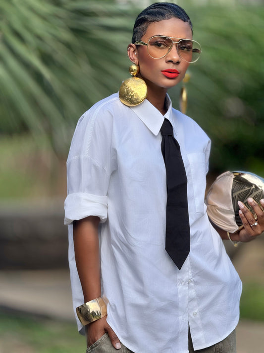Katerina Neck Tie Shirt (Available in 2X)