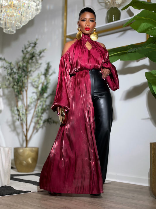 Aspen Wine Draped Blouse
