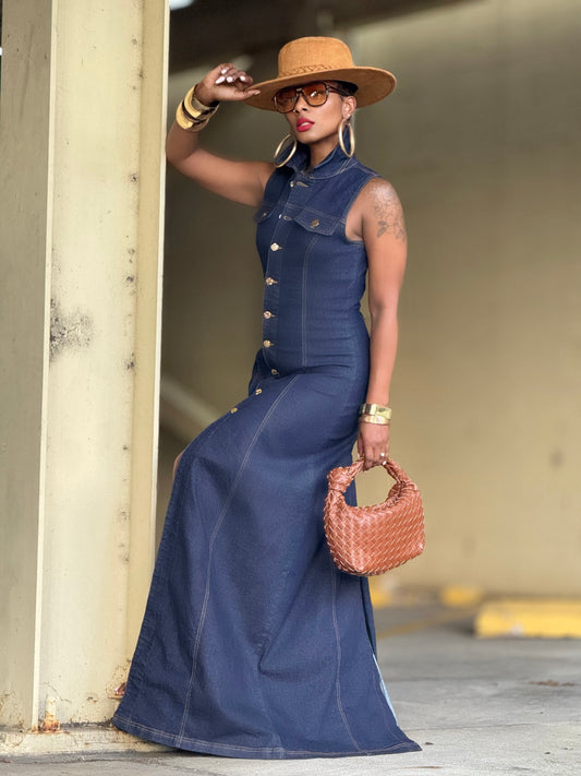 YAS EDIT Krishna Denim Vest Dress (Available in XL)