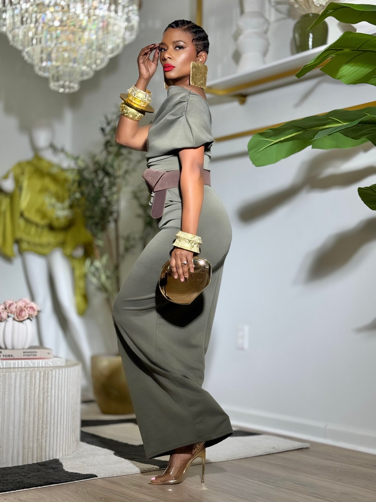 Salina Olive Dress (Available in XL)