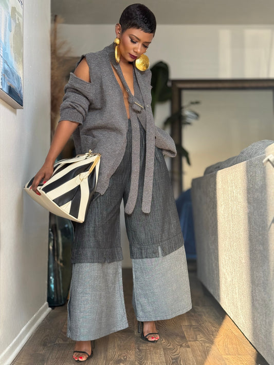 YAS EDIT Isla Grey Denim Culottes (One size up to 14)