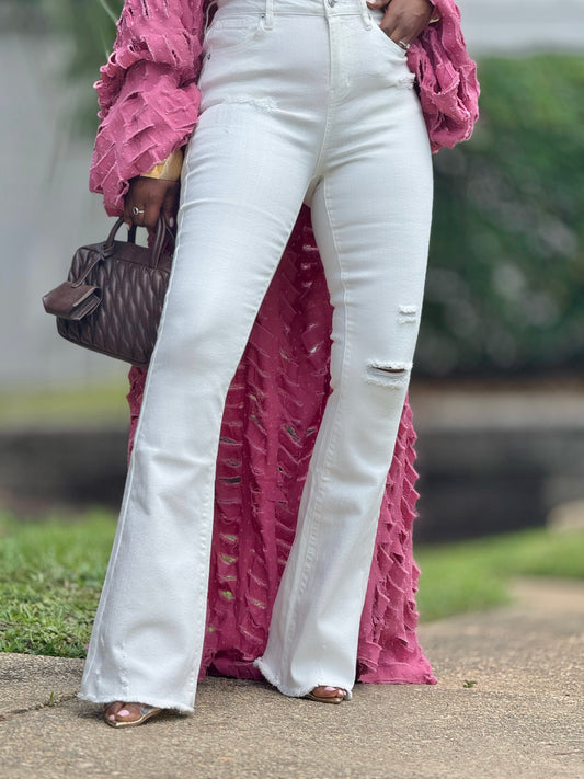 YAS EDIT Blanc Flare Denim (Available in 18 Plus)