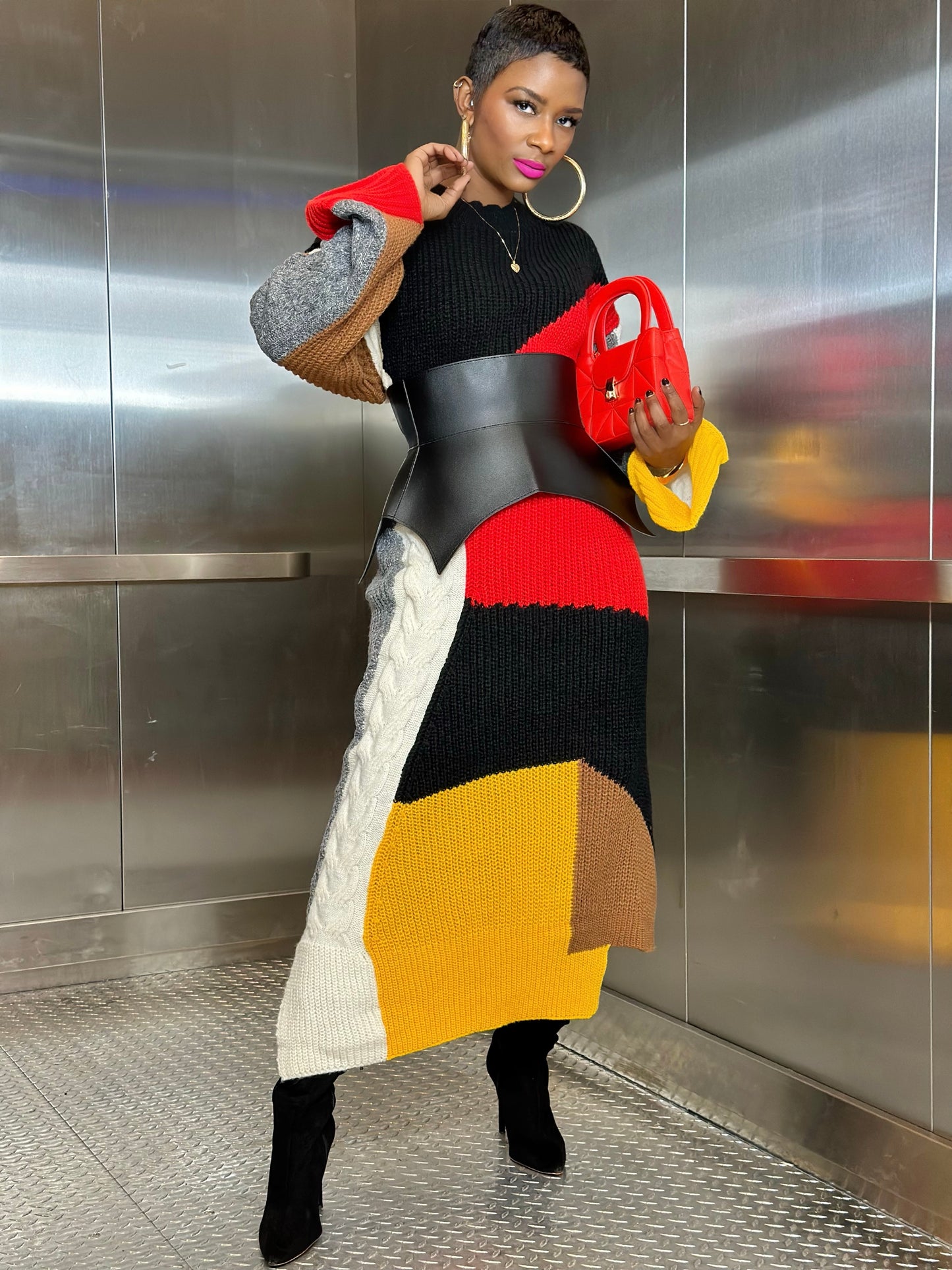 Nycole Color Block Sweater Dress