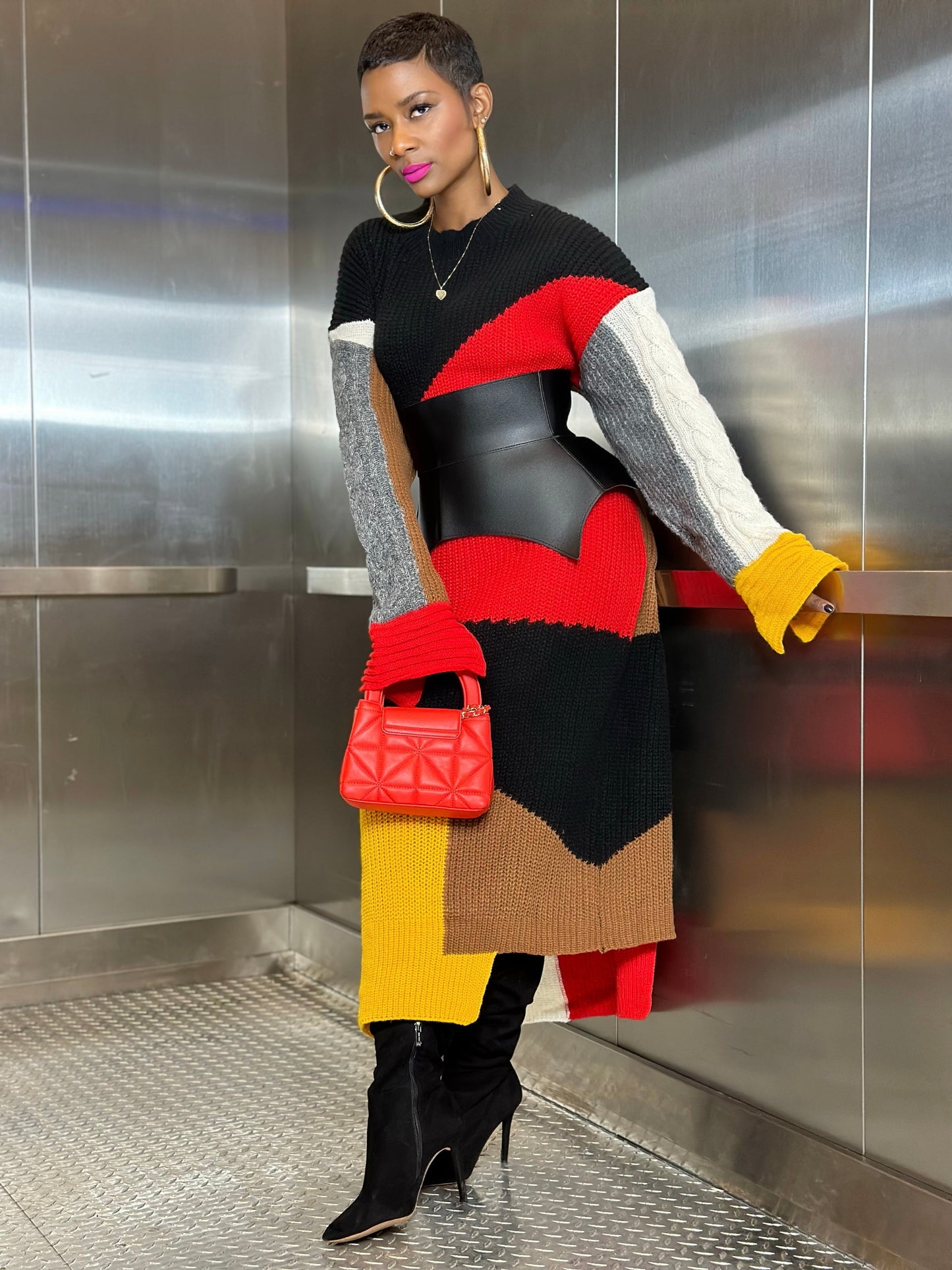 Nycole Color Block Sweater Dress