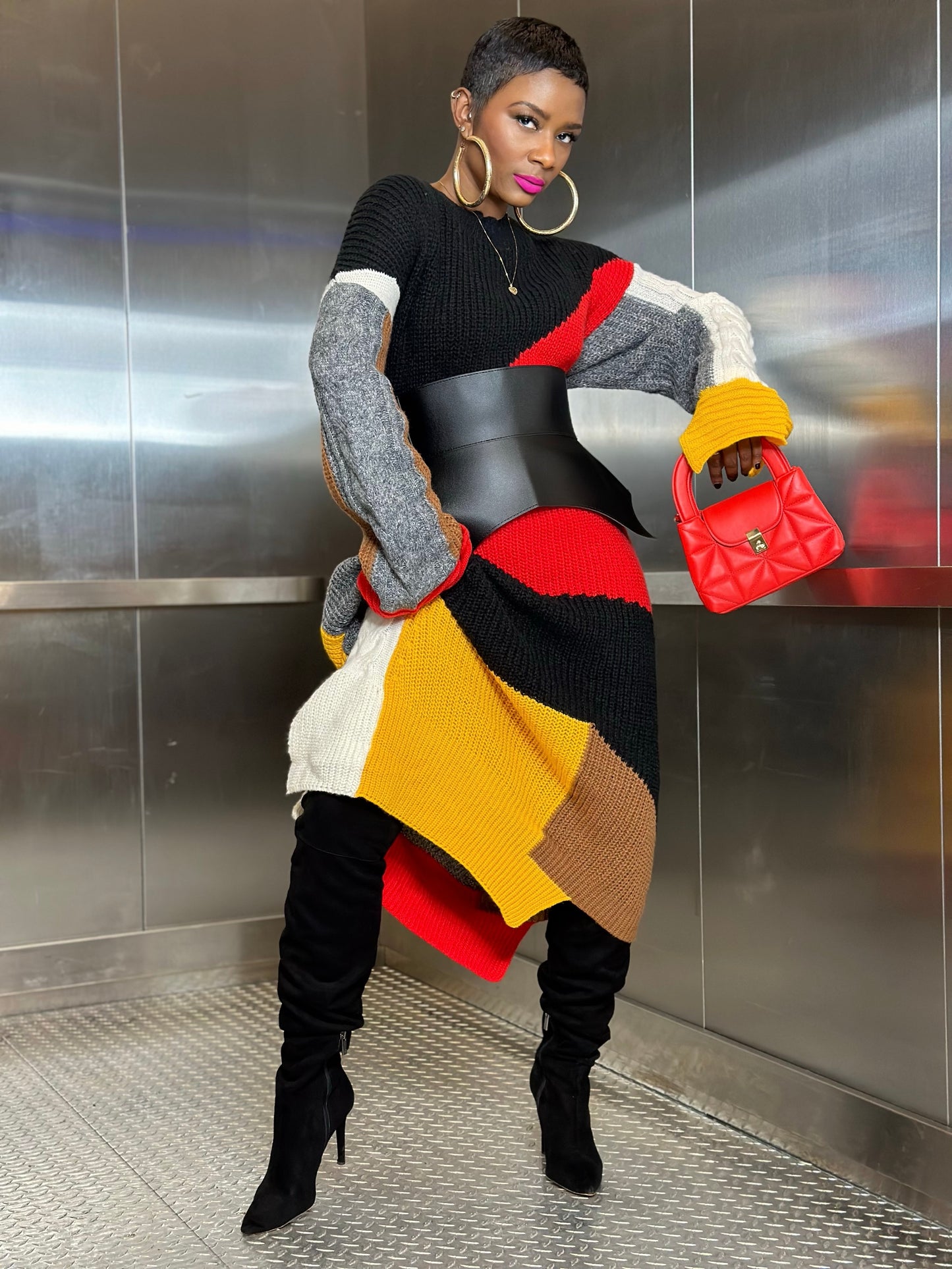 Nycole Color Block Sweater Dress