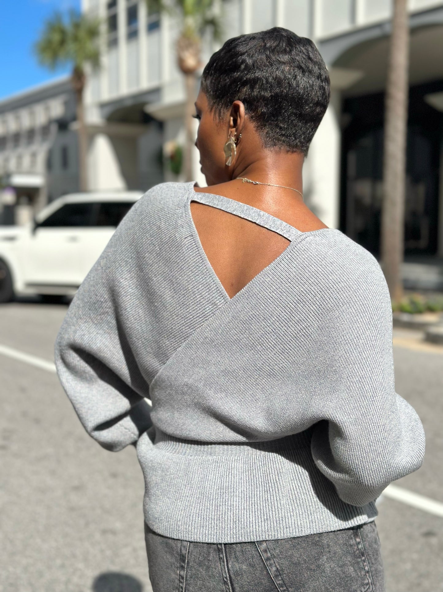 Grey Peplum Sweater