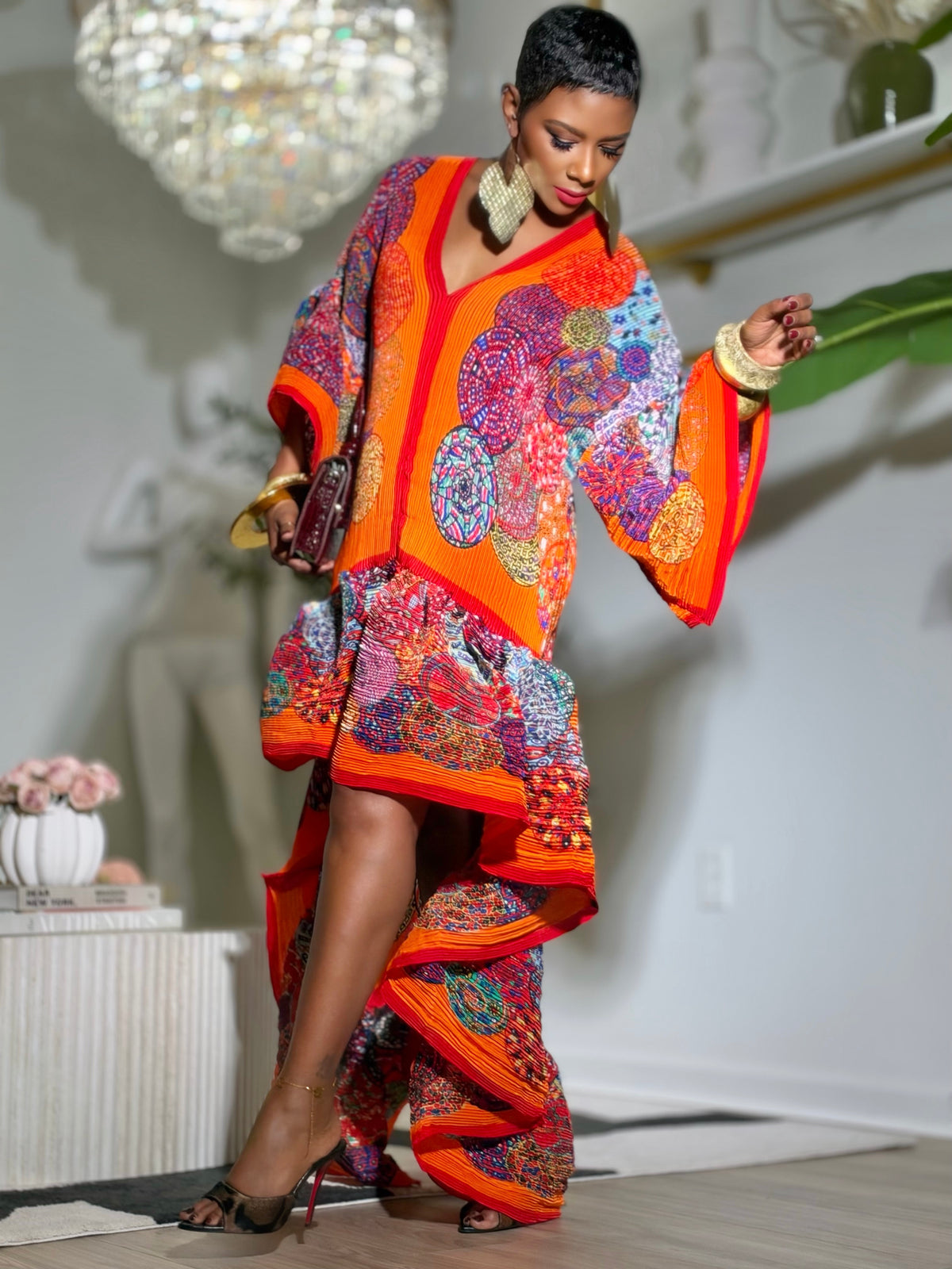 YAS EDIT Dalian Vibrant Orange Tunic (One size up to 14)